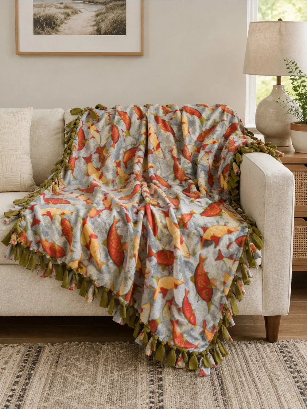 Alaskan Tye Blanket Homemade featuring Salmon